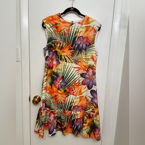Donna Ricco NY floral print sleeveless A-line dress w/pockets